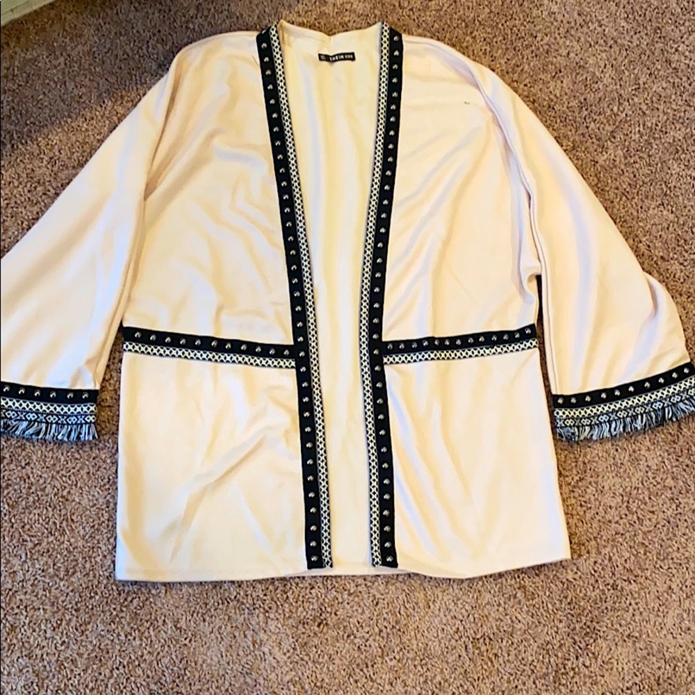 Blush Kimono W/ Black Studded Trim